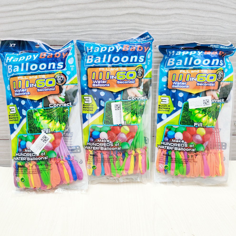 Happy Baby Balloons Isi 111 pcs Mainan Perang Balon Air Magic Bunch Water Balloon Bomb Fight