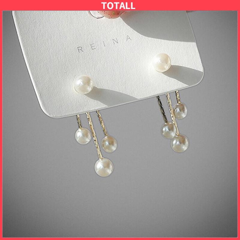 COD Pearl Back Hanging Silver Needle Earrings Temperamen All-Match Anting Wanita Halus-Totall