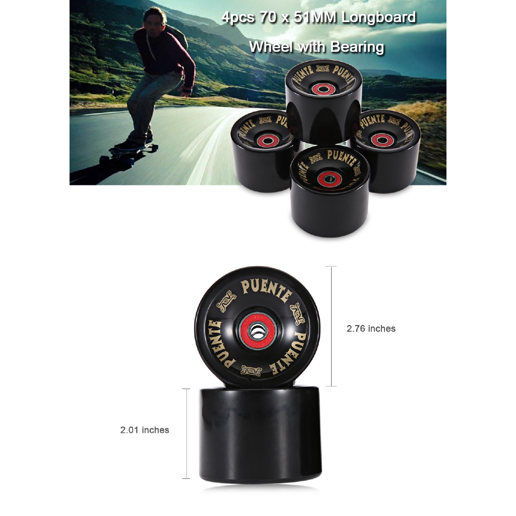 4pcs Roda Skateboard Bahan pu Ukuran 70x51mm Untuk Outdoor