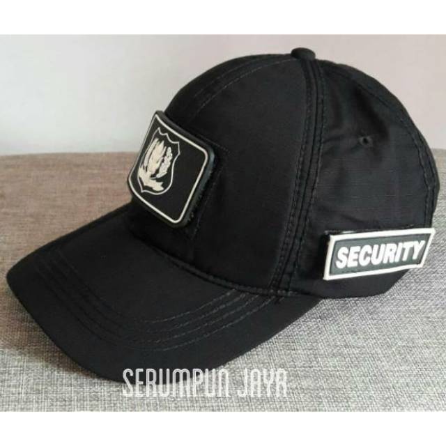 TOPI SECURITY LOGO PUTIH - TOPI SECURITY LOGO PUTIH 3 PATCH VELCRO HITAM