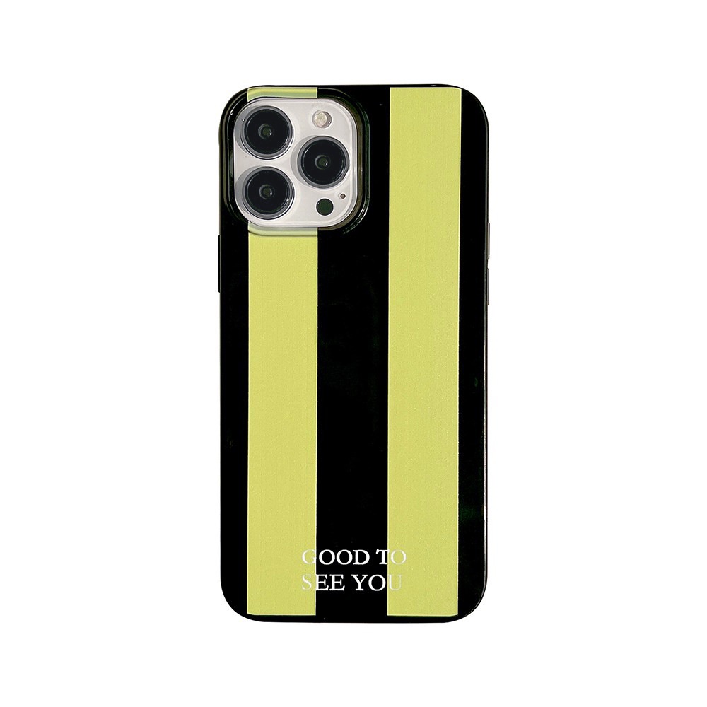 Ins Soft Case Silikon Motif Garis Hijau Untuk Iphone 14 7 8 SE2020 7 + 8 PLUS 11 12 13 Mini PRO MAX