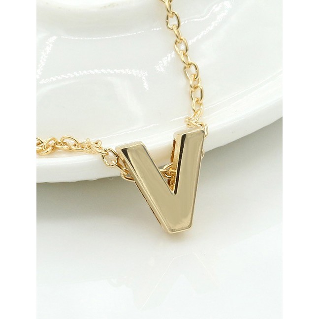 LRC Kalung Fashion Gold Color Letter S-Z Shape Decorated Necklace