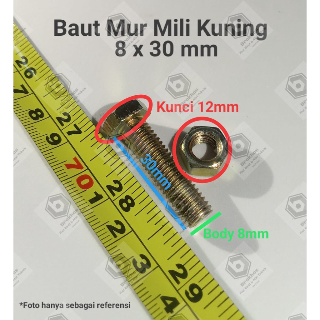 

BAUT MUR MILI KUNING BM BMK 8 X 30 MM KEPALA KUNCI 12 MM 1 PCS