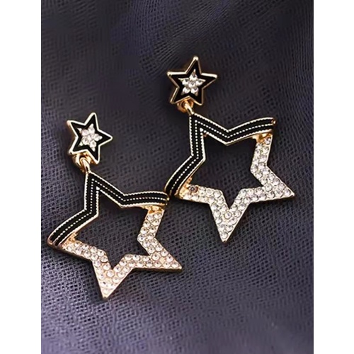 LRC Anting Tusuk Fashion Alloy Rhinestone Pentagram V5712X