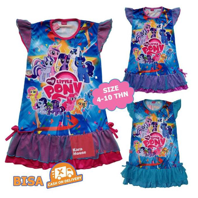 Baju Kaos Atasan T-Shirt Daster Dress Anak Little Pony DLPBB122517 - Size 10, Dikirim Random