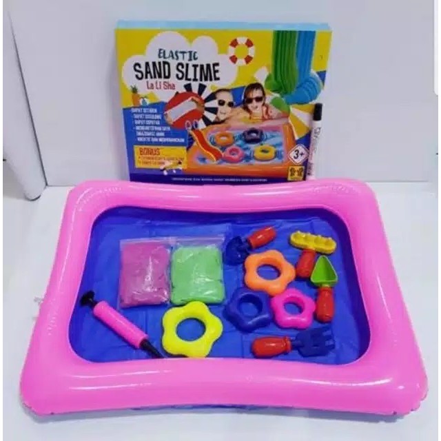 Mainan Anak Pasir Ajaib Elastic Sand Slime Plus Nampan Tatakan Edukasi - Mainan Anak