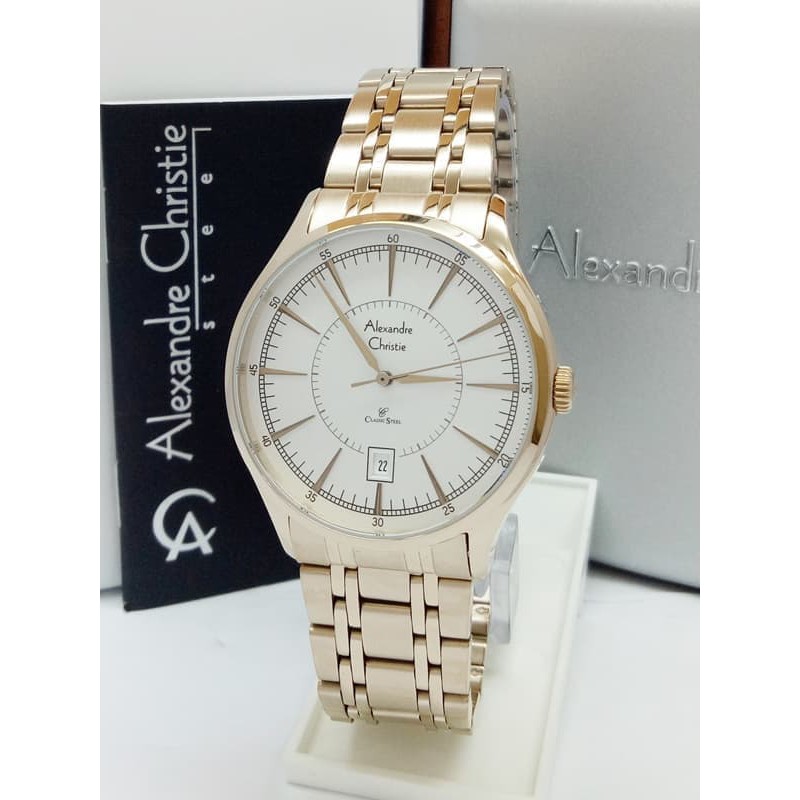 ALEXANDRE CHRISTIE WATCH AC 8553 PRIA ROSEGOLD WHITE ORIGINAL