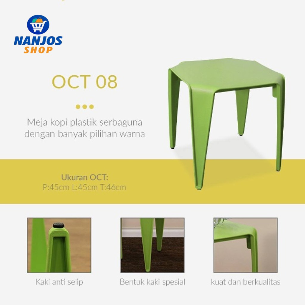 Promo Set Olymplast Meja OCT 08 multifungsi + 3 Kursi bangku Rattan Stool Murah