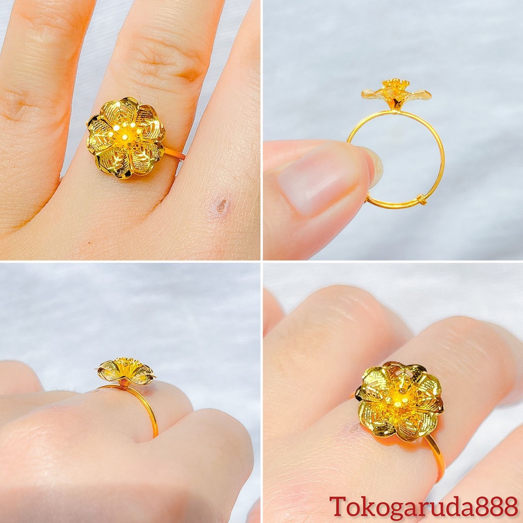 Cincin anak dan dewasa emas asli kadar 700 70% 16k kerawang model Z bunga like kendari 3D 1 2 gram gr g selisih terbaru