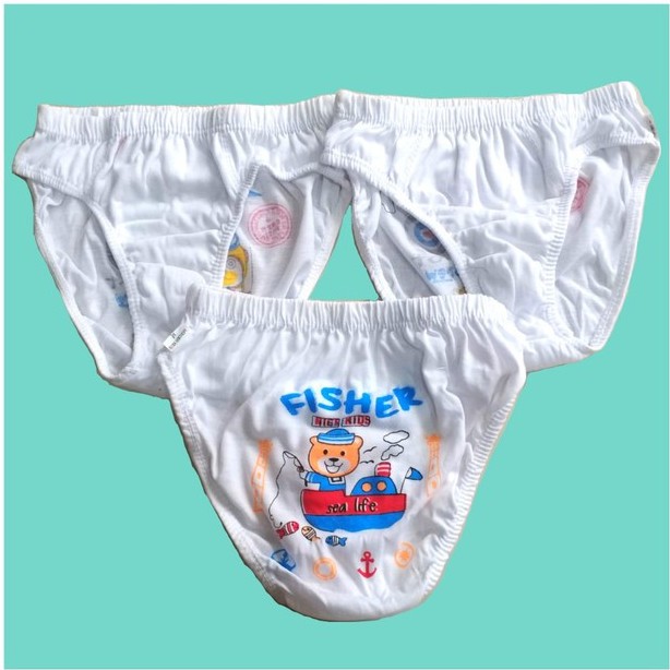 3 Pcs CD Anak Wonder Kids &amp; Nice Kids Putih | Celana Dalam Anak Laki Laki | Sguna 3 Pcs