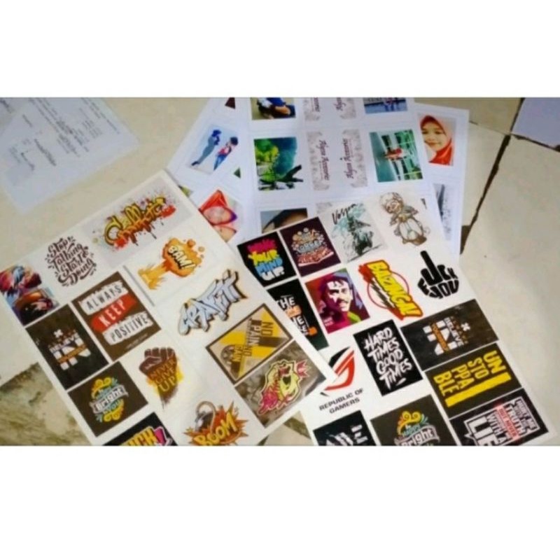 

Cetak stiker vinyl costom Uk. A4