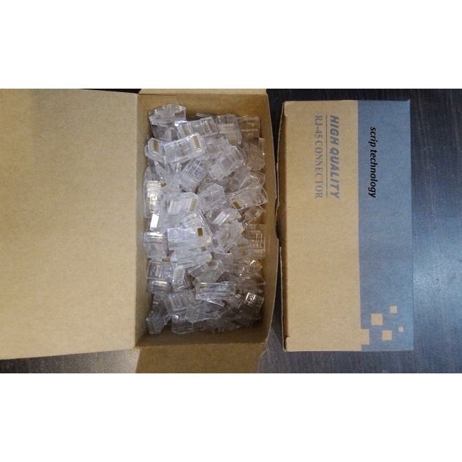 Konektor Rj45 Lan / Rj 45 Satu Kotak Isi 100Pcs Untuk Cat5e High Quality