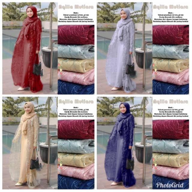 NEW gamis brokat tille mutiara/Velvet premium gamis Brokat