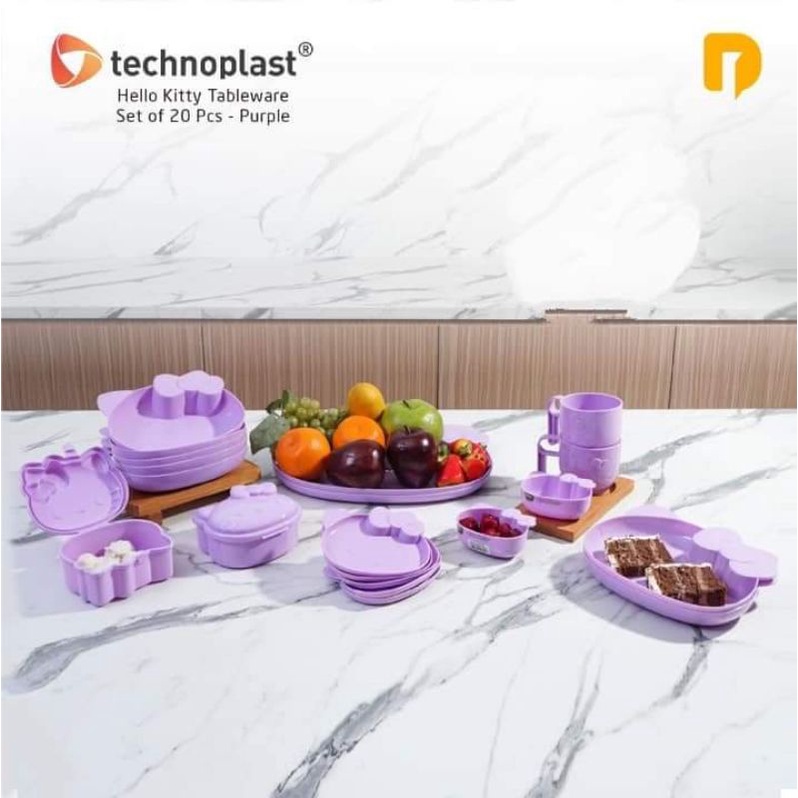 Technoplast Hello Kitty Tableware Set Of 20 Pcs Piring Anak Set Launch Kit