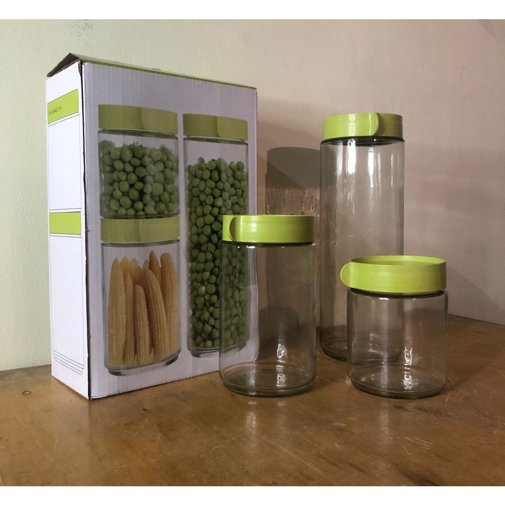 Toples 3 Set Kaca Tempat Cemilan Kue Kering