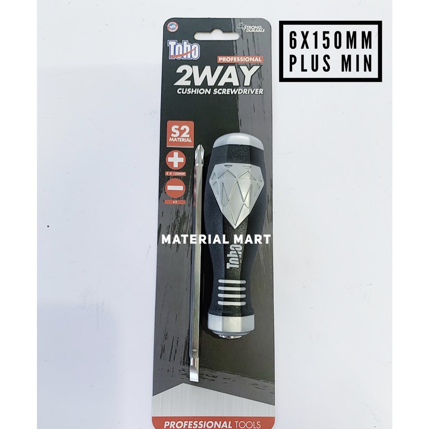 Obeng Bolak Balik Toho | Obeng 2 Way Plus Min | Cushion Screwdriver ORI | Material Mart