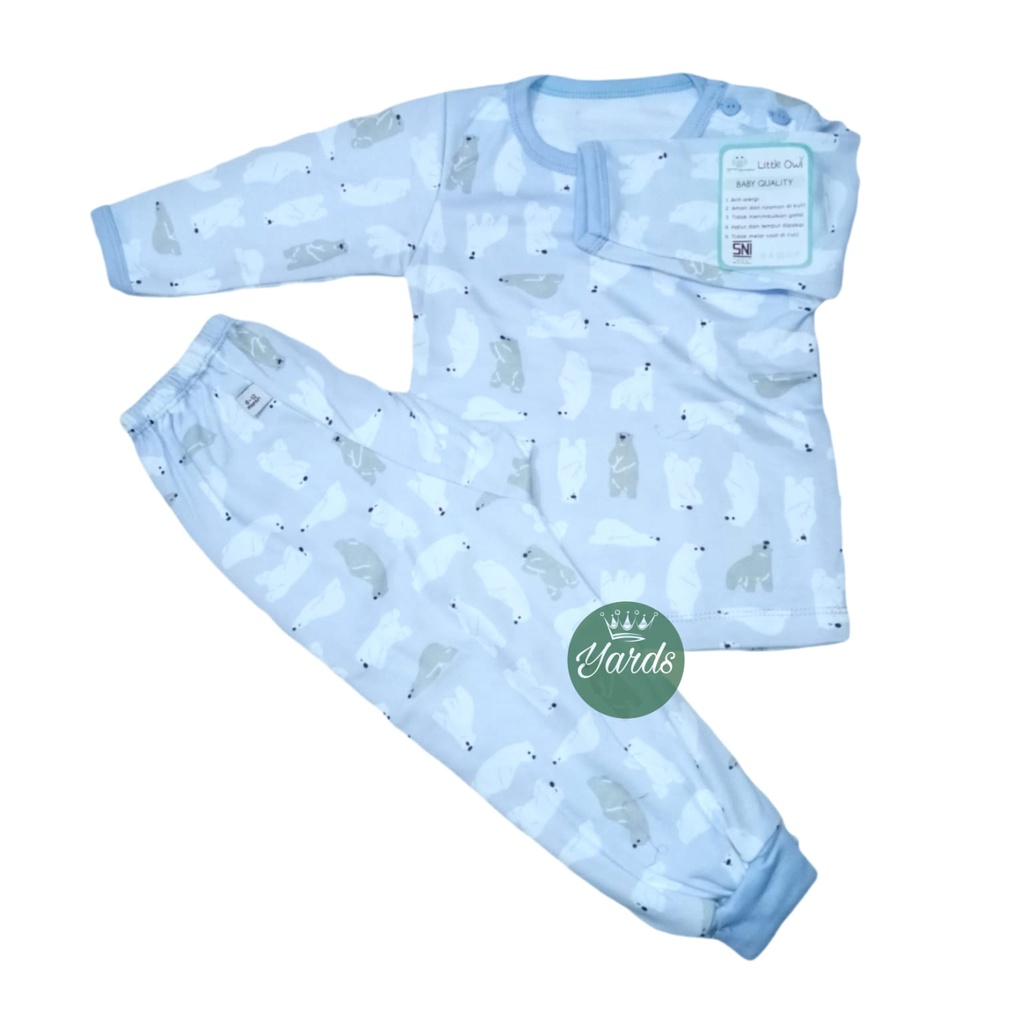 1 Stel Baju Piyama Panjang Bayi - Baju Bayi LITTLE OWL SNI - Baju Panjang Dan Celana Panjang Bayi