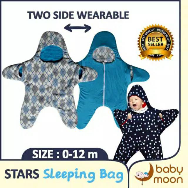 Stars Sleeping Bag BabyMoon | Selimut Bayi Bulu Tebal | Selimut Bayi Bolak Balik