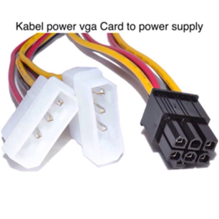 Kabel konektor converter Power VGA 6 pin 6pin To 2 dual MOLEX 4 Pin / Kabel POWER VGA To PSU