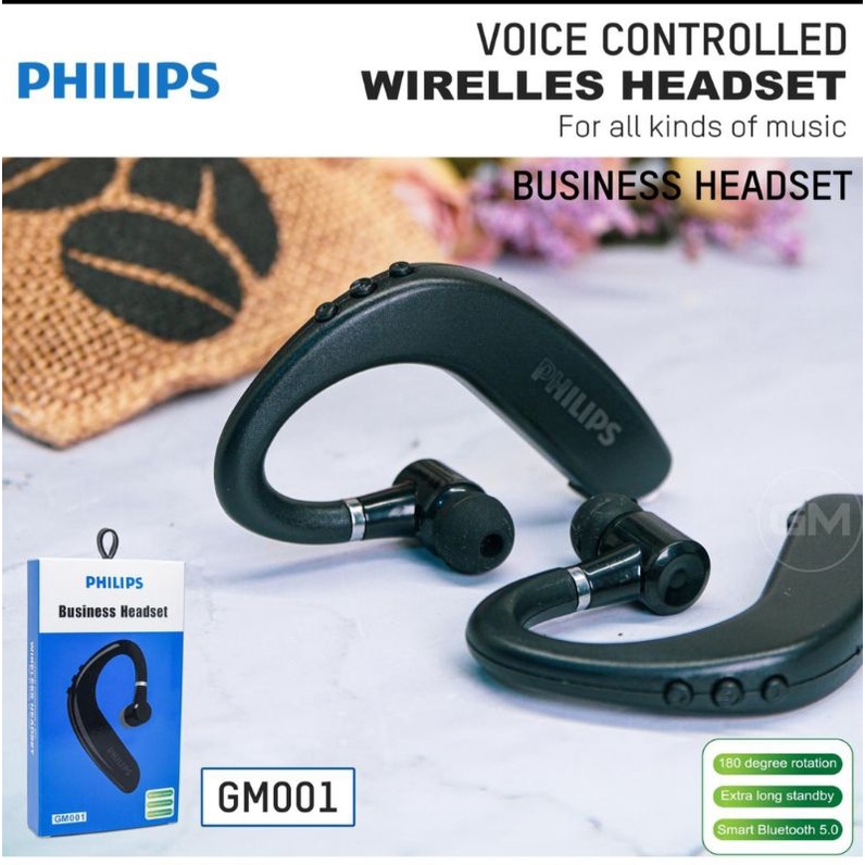 Headset Philips Bluetooth GM001 (1Unit) |  Hf Headset Earphone Bluetooth Earphone Sport Brands Philips Bluetooth GM001