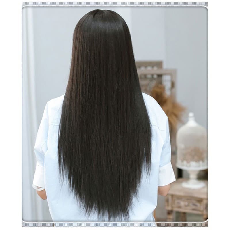 Wig elegan hitam black smoothing 70cm panjang lurus