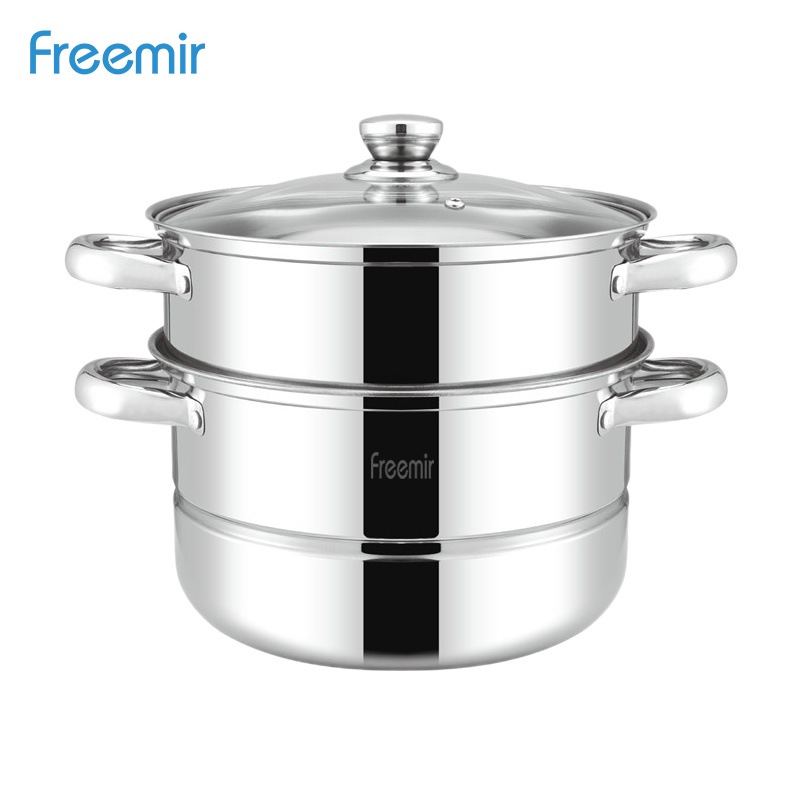 [UPGRADE - FREE PISAU SET] Panci Kukus 2 Susun Steamer Stainless Steel Tebal Dandang Cooking Pot Diameter 26 cm