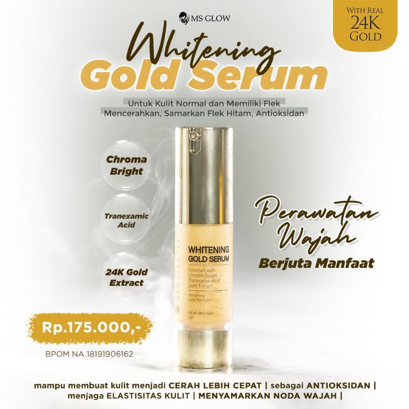 MS GLOW WHITENING GOLD SERUM 24K | free gift setrika wajah