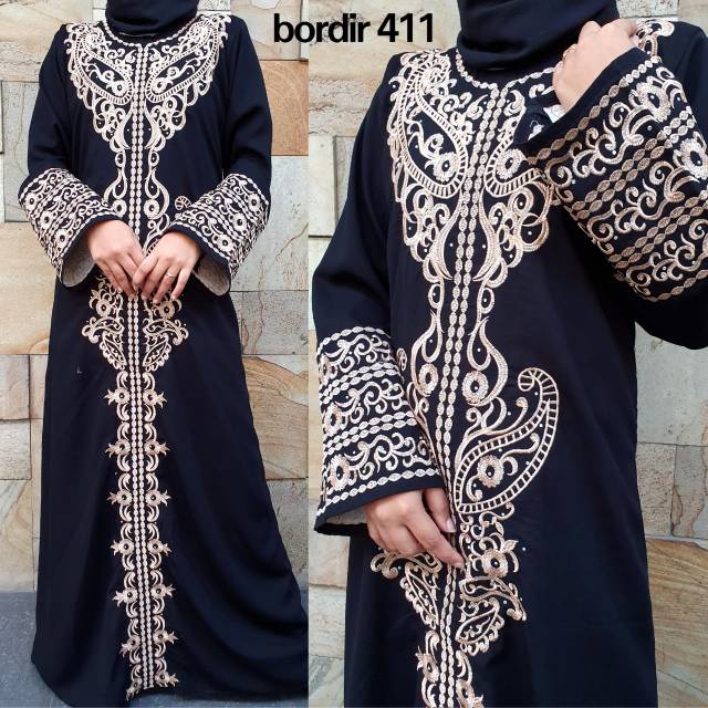 Baju Muslim Abaya Bordir 411 Abaya bordir komputer Baju Abaya