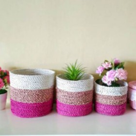 Keranjang Cover Pot Indoor Mini PINK GRADASI