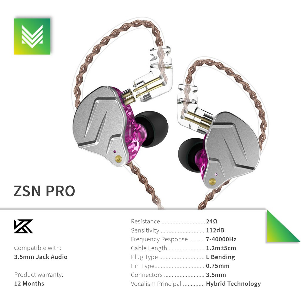 [GARANSI 1 TAHUN 🇲🇨] KZ ZSN PRO WITH MIC METAL HYBRID IN EAR EARPHONE 1BA+1DD HIFI BASS