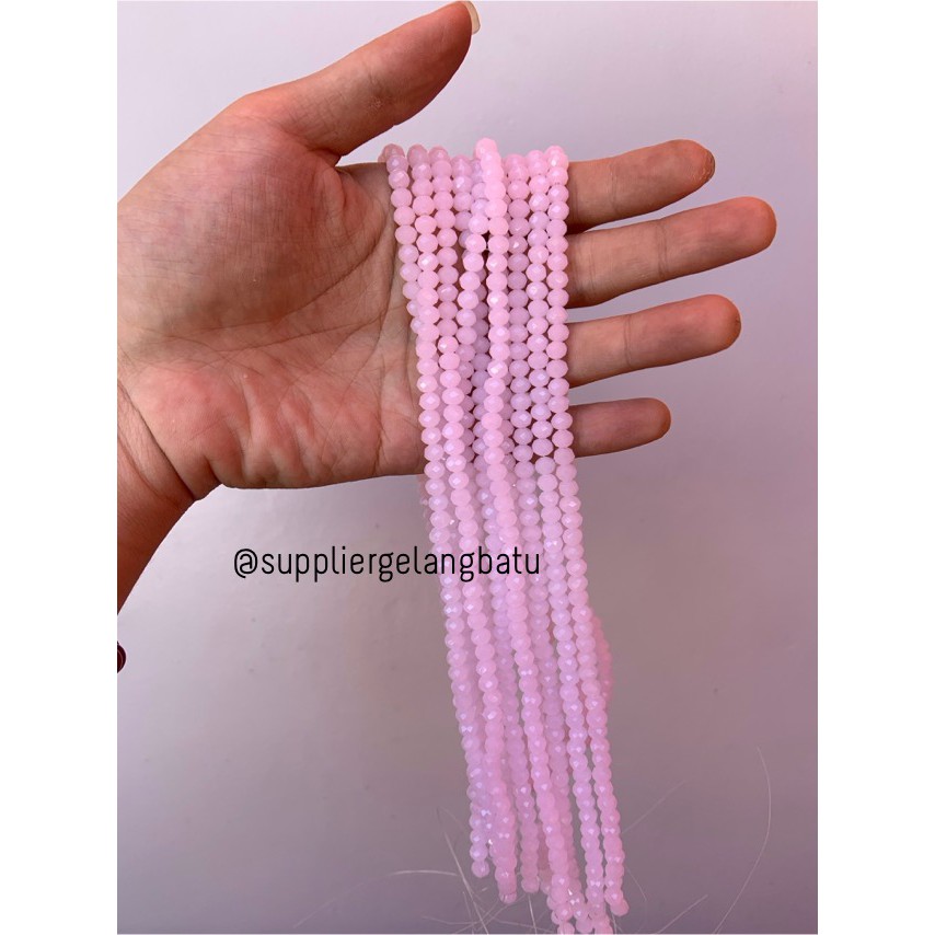 Crystal Ceko PINK DOFF 6mm bahan gelang kalung PREMIUM DIY CRAFT PAYET