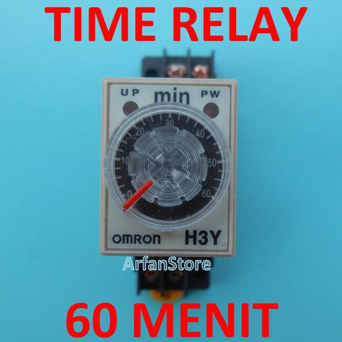 TDR 60 Menit Time Delay Relay Timer Penunda Waktu AC 220V H3Y-2 Omron