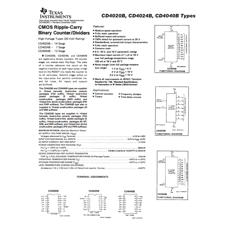 Chip CD4020 CD4020BE CD4020BCN DIP16