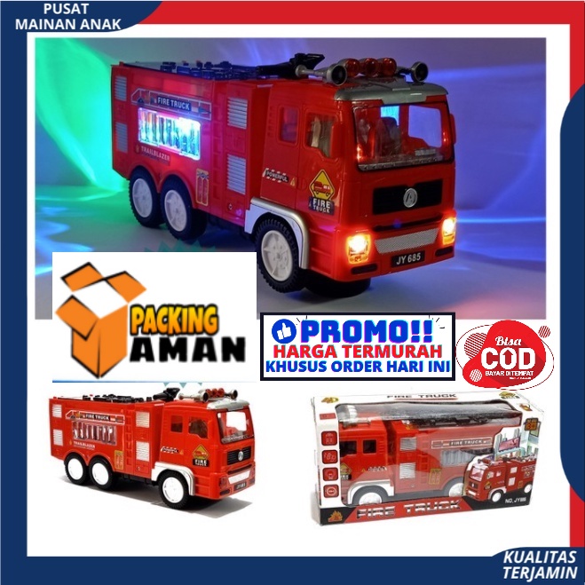 Promo Fire Truck Mainan Mobil Pemadam Kebakaran New Pakai Batrei Berlampu Dan Bersuara Termurah