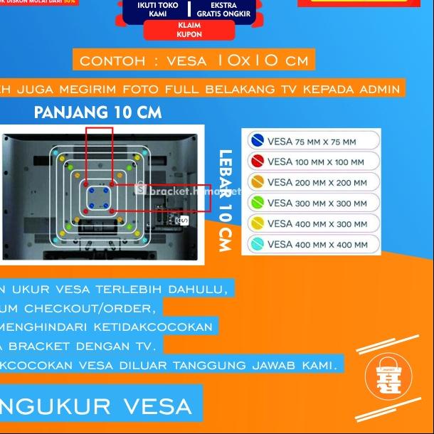 ➪ Bracket Tv Braket Tv Breket Tv Briket Tv 40 32 29 24 21 Inch Led Lcd 17 Sampai 40 Inci Bisa Nunduk