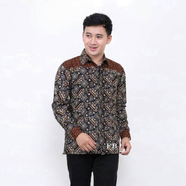 KEMEJA BATIK PRIA LENGAN PANJANG SIZE M L XL XXL  BSWART BatiK HRB026 Kenongo Hem Panjang Padi