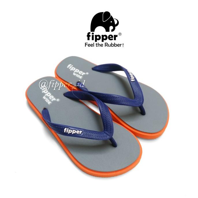 Sandal Fipper Wide Original for Man/Woman - Grey/Orange/Navy Termurah