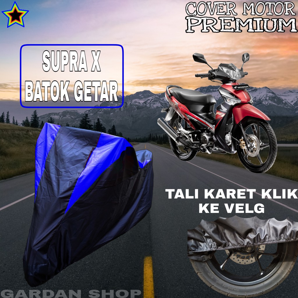 Sarung Motor SUPRA X BATOK GETER Hitam BIRU Body Cover Supra PREMIUM