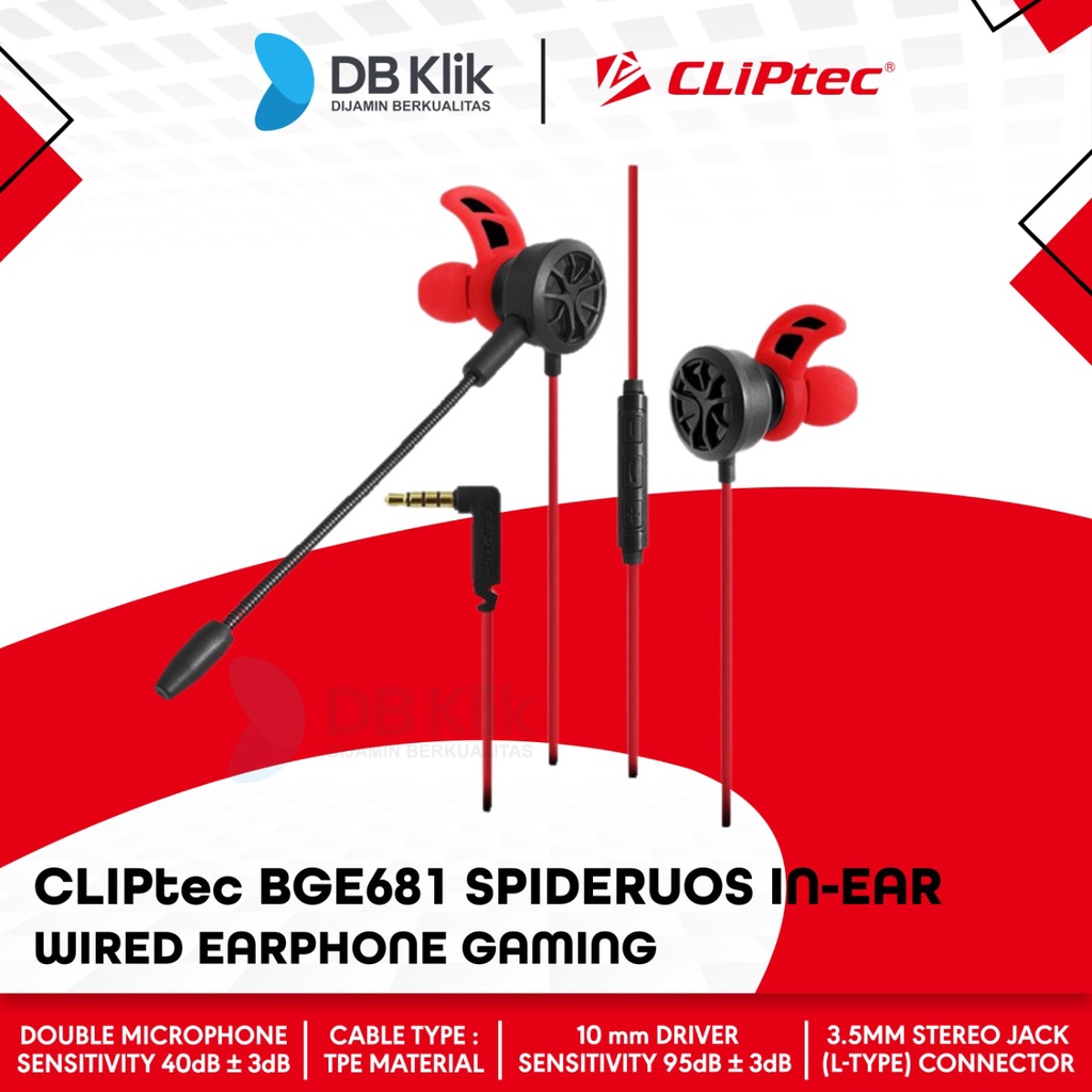 Earphone Gaming CLIPTec BGE681 Wired SPIDERUOS In-Ear- CLIPTec BGE 681