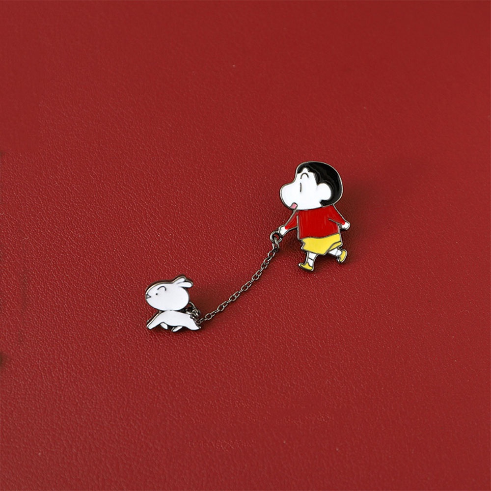 Needway  Enamel Crayon Shin-Chan Brooch Pin Animal Dog Collar Accessories Badge Pin Anime Unique Bag Decoration Cartoon Collection Gift Fashion Jewelry