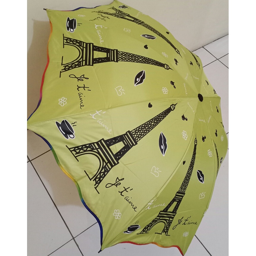 Payung Lipat 3 Motif PARIS Kuat Kokoh Trendy Anti Angin Osaka