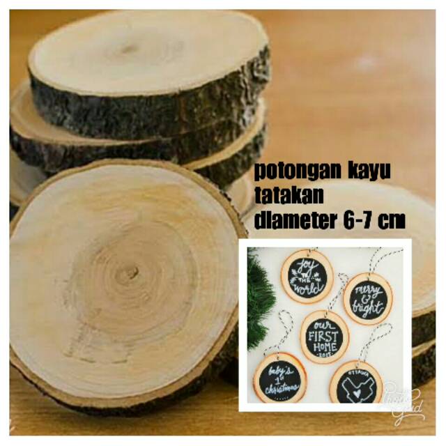 Wood slice  potongan kayu  hiasan dinding  rustic  craft