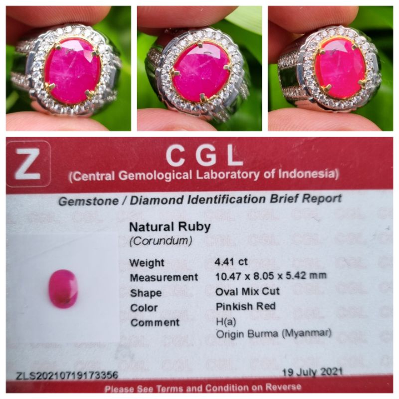 Natural Ruby Burma Myanmar Heat A Memo 4.41 crt