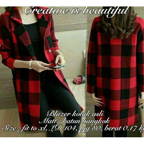 Recommended Sq Blazer Kotak Asli Merah Besar Wanita Murah Modis Modern Simple Elegan Casual Formal