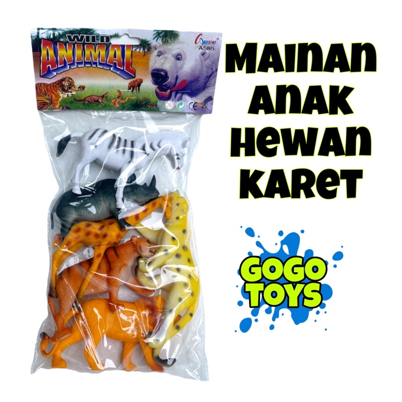 MAINAN ANAK HEWAN KARET ANIMAL WILD ISI 6PCS