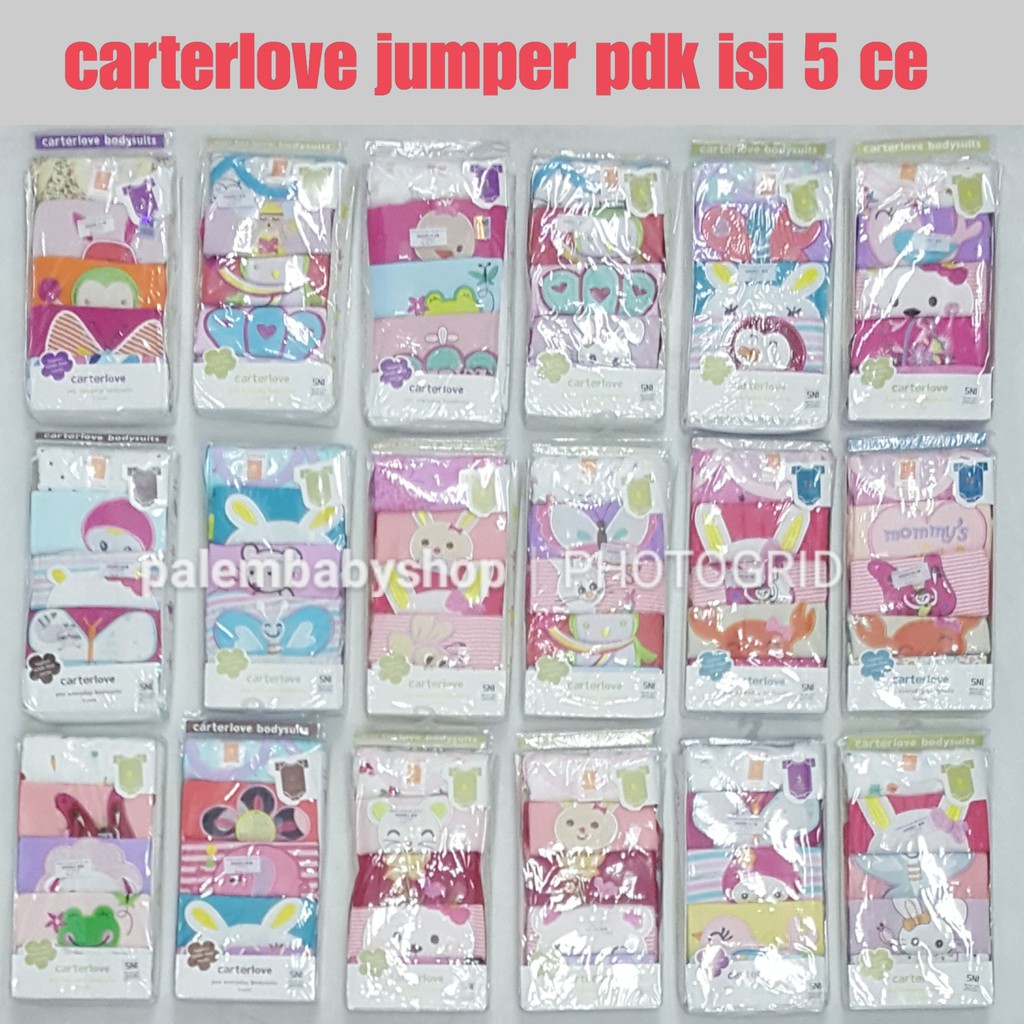 carterlove jumper 5in1 bodysuit baju kodok tangan pendek isi 5 termurah