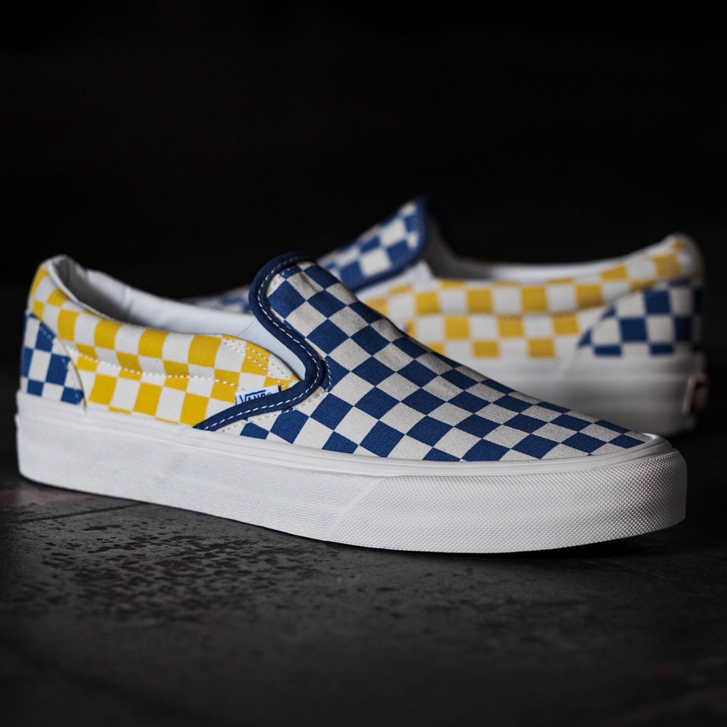 VANS SLIP-ON 98 DX CHECKER ANAHEIM BLUE/YELLOW ORIGINAL 100%