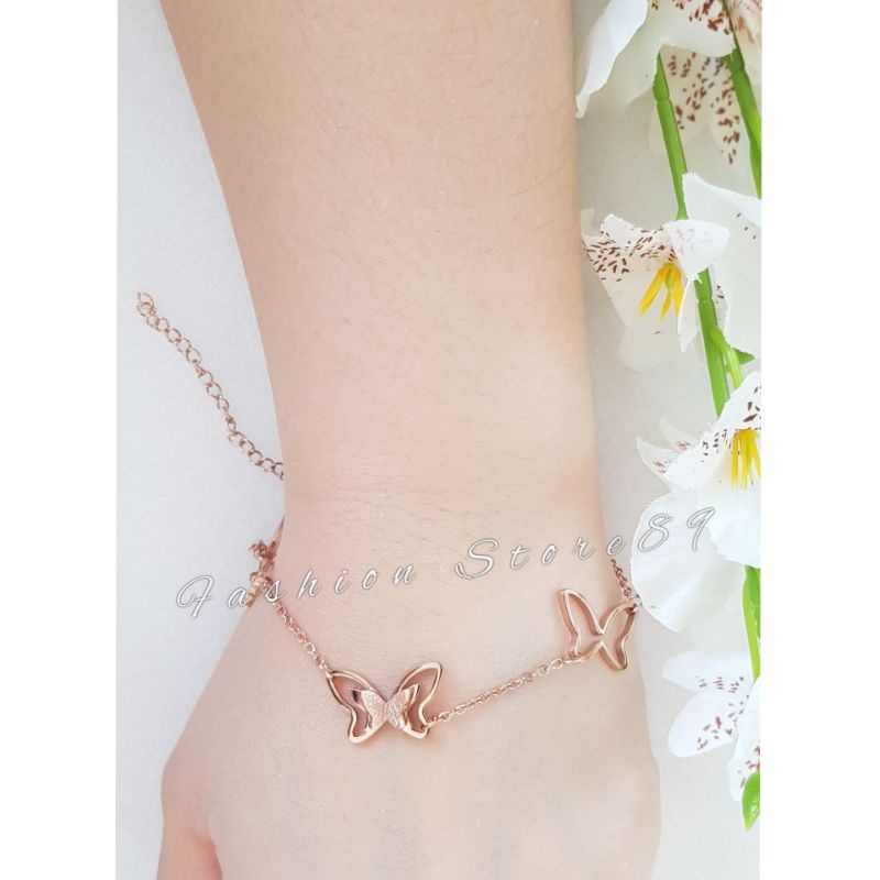 New Edisi terbatas Gelang Tangan Kaki Kupu-kupu impor Rosegold Titanium K-gold Fashion