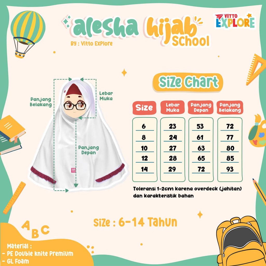 Hijab school anak Alesha by Vitto