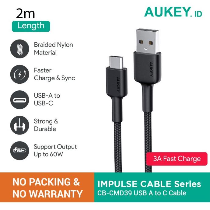 Open DS] Kabel Charger Aukey CB-CMD39 USB A to C 2M NO PACKING & NO WARRANTY